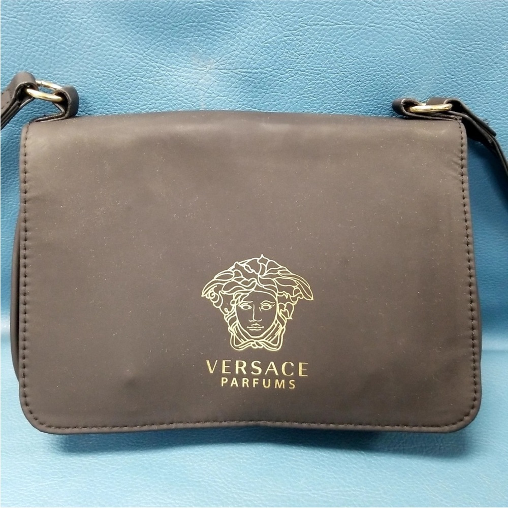 Versace Black Crossbody Bag with Gold Logo